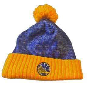Mitchell & Ness Golden State Warriors  Beanie Knit Hat Blue Yellow NBA Fan Gear